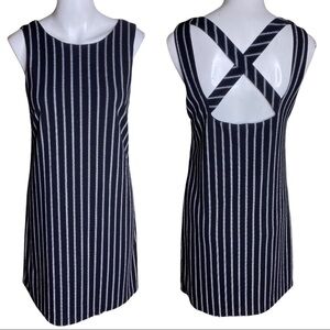 Aqua Pinstripe Dress Black & White